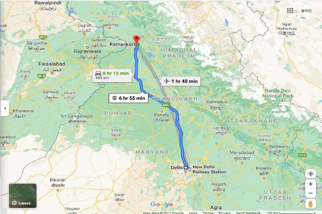 Delhi to Pathankot One Way Cab